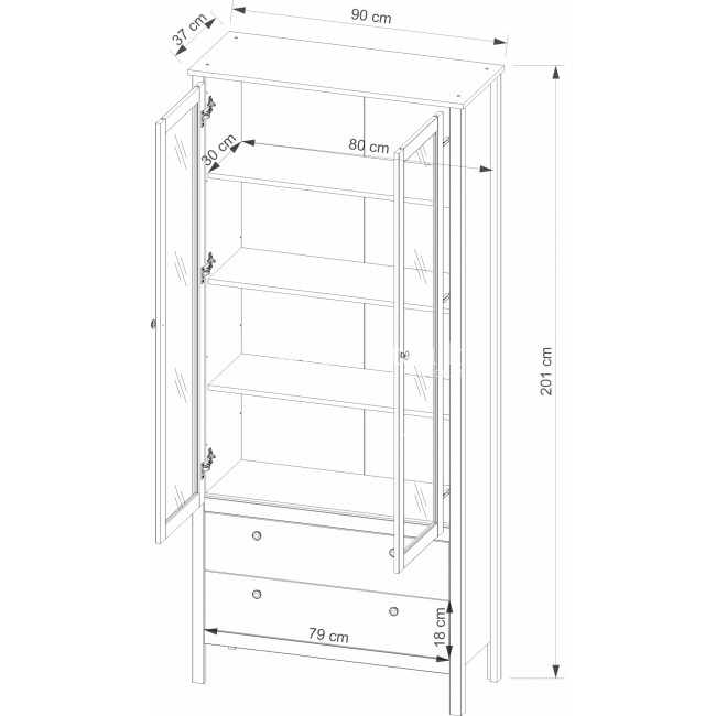 Aukšta vitrina OLE 2W2S Aukšta vitrina OLE 2W2S