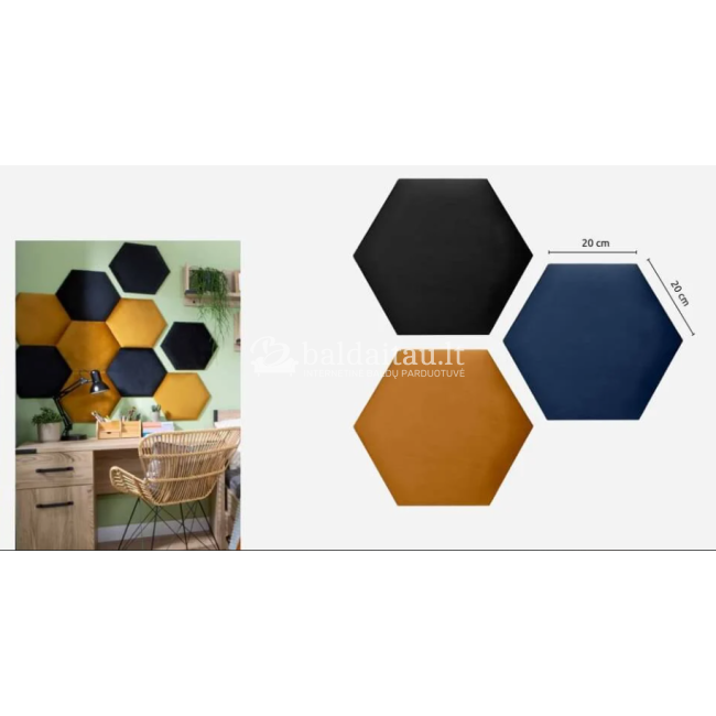 Minkšta sienų plokštė Hexagon 40x34,6 J Minkšta sienų plokštė Hexagon 40x34,6 J