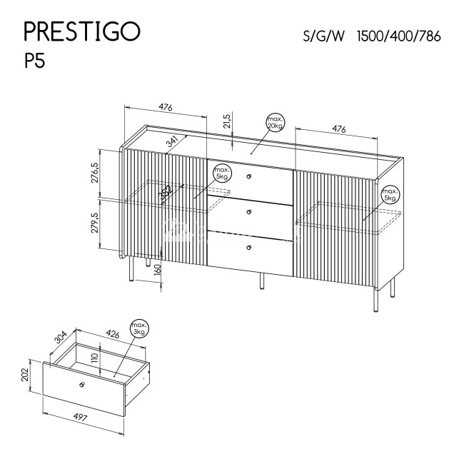 Komoda PRESTIGO P5 Komoda PRESTIGO P5