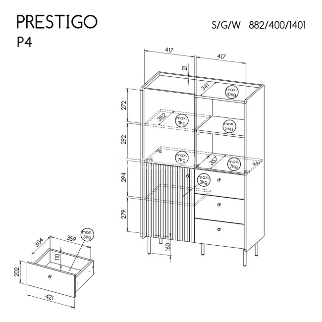 Komoda PRESTIGO P4 Komoda PRESTIGO P4