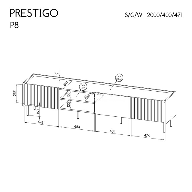 TV spintelė PRESTIGO P8 TV spintelė PRESTIGO P8