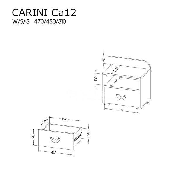Naktinė spintelė CARINI CA12 Naktinė spintelė CARINI CA12