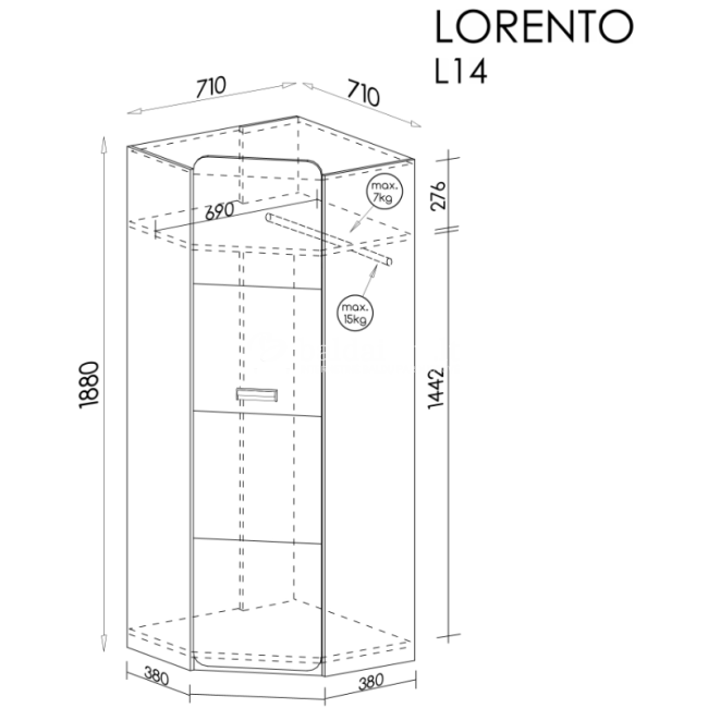 Kampinė spinta LORENTO L14 balta naš ąžuolas Kampinė spinta LORENTO L14 balta naš ąžuolas