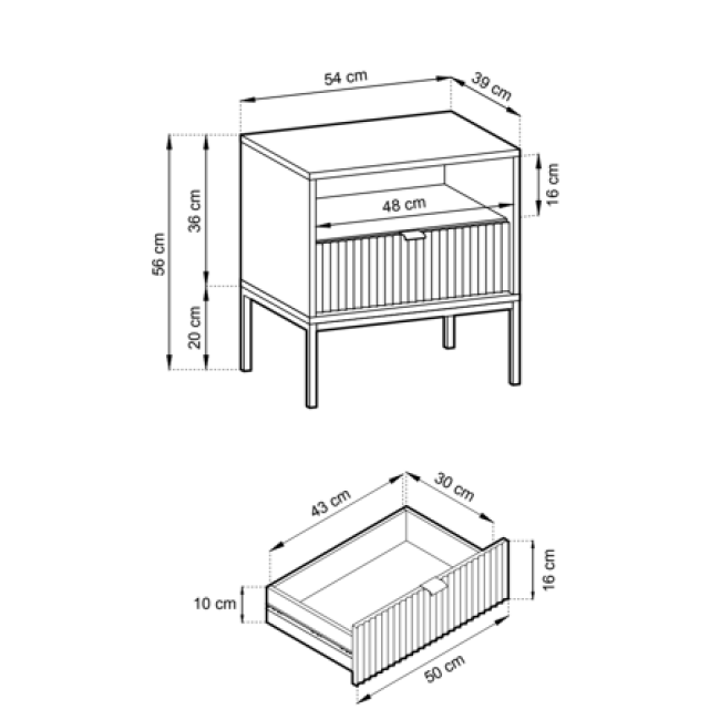 Naktinė spintelė NOVAS P S54 Naktinė spintelė NOVAS P S54